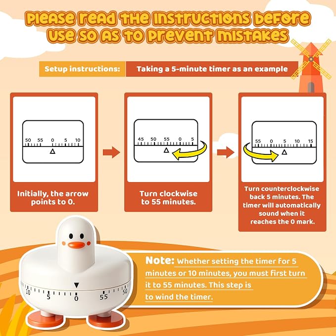Amylove 4 Pieces Cute Kitchen Timer, Animal Mechanical Manual, 60 Minutes Loud - Image 3