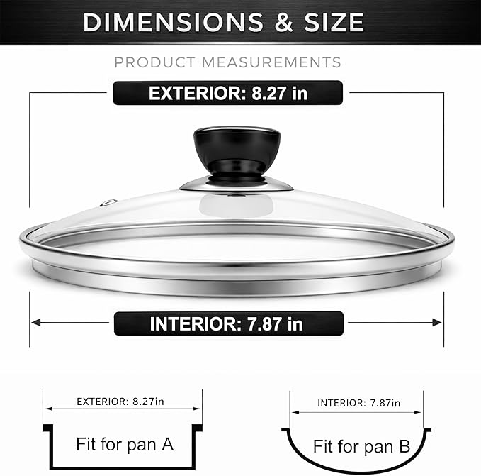 8 Inch Glass Lid for Frying Pan – Tempered Transparent Pot Lid - Image 3