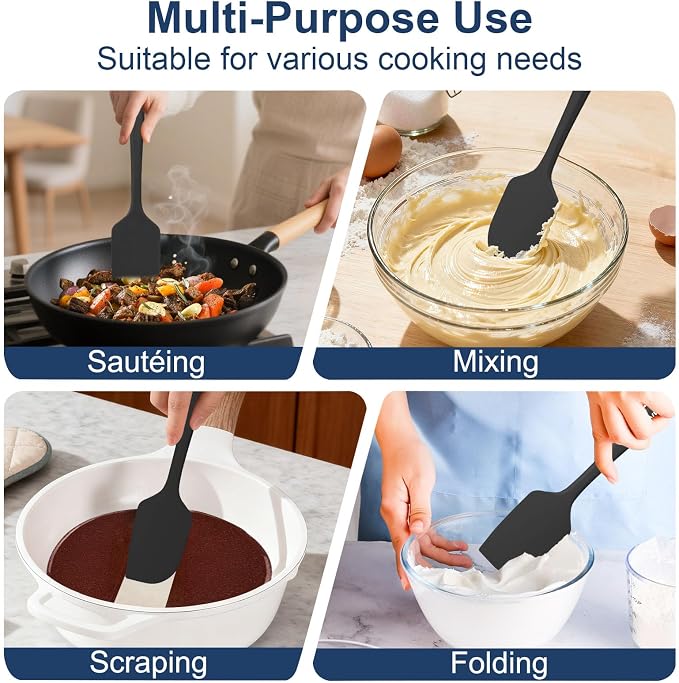 4 Pcs Silicone Spatula Set, 11.4 In, 600°F Heat Resistant Rubber Spatulas - Image 6