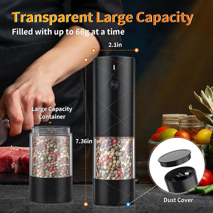 4Pack Electric Salt and Pepper Grinder Set USB Rechargeable - Image 5