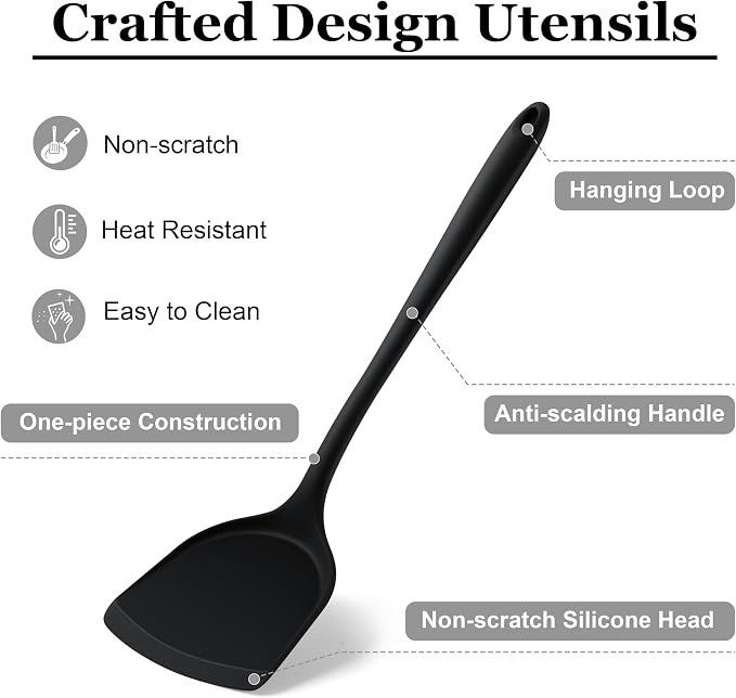 LIANYU 8Pcs Cooking Utensils Set, Heat Resistant Kitchen Utensils, Silicone - Image 4