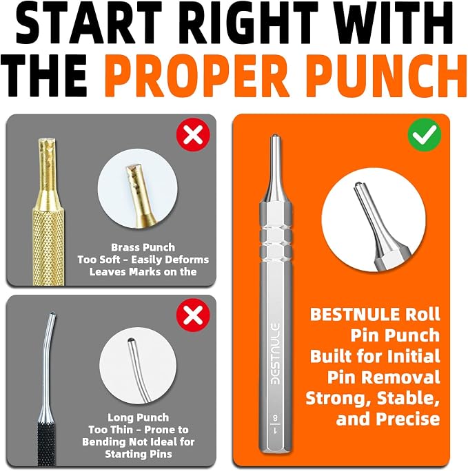 BESTNULE 8 Piece Roll Pin Punch Set, Pin Punch Set, Punch Tools - Image 6