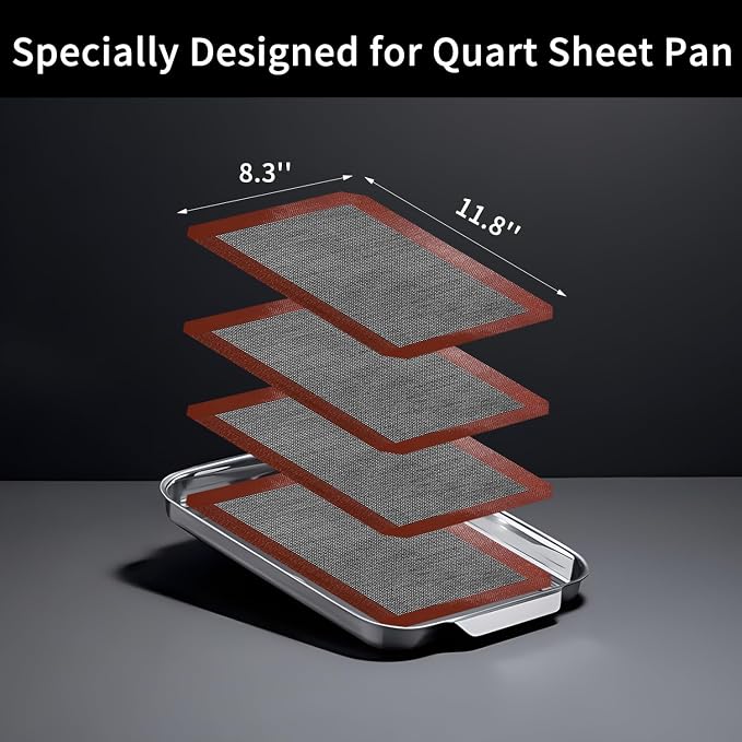 Small Silicone Baking Mats, 11-4/5x8-1/4 Inch Quarter Sheet Size, Non Stick - Image 2