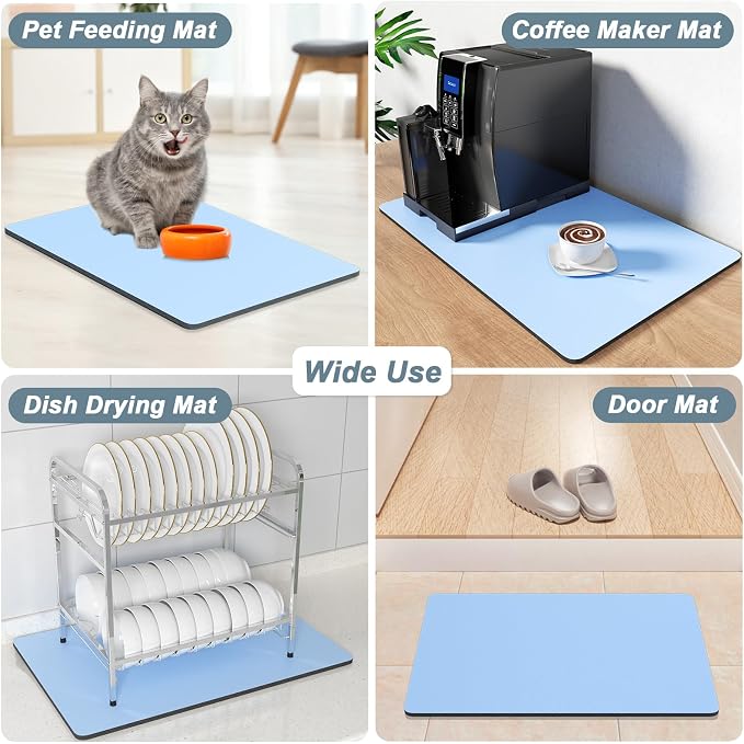 Rnivvi Coffee Mat, Hide Stain Rubber Backed Absorbent Dish Drying Pad - Image 7