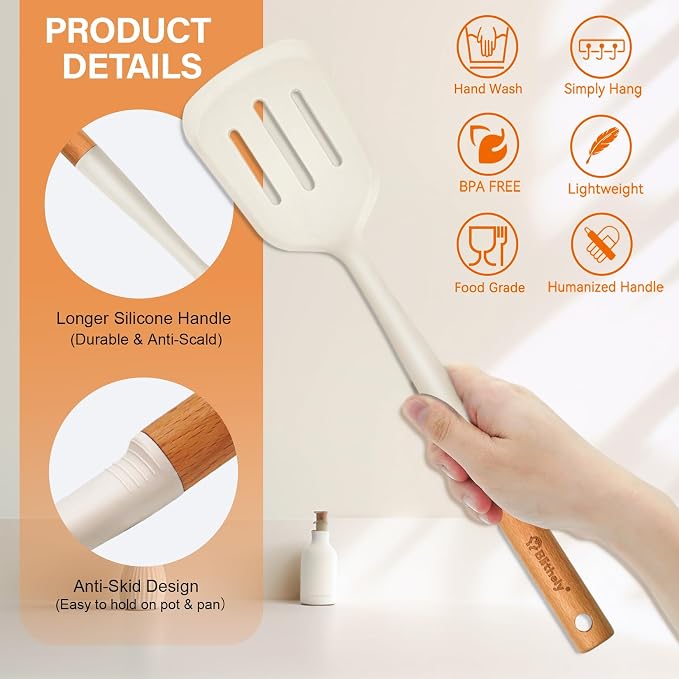 4PCS Silicone Cooking Spatula and Spoons Set, Nonstick Kitchen Utensils Set - Image 2