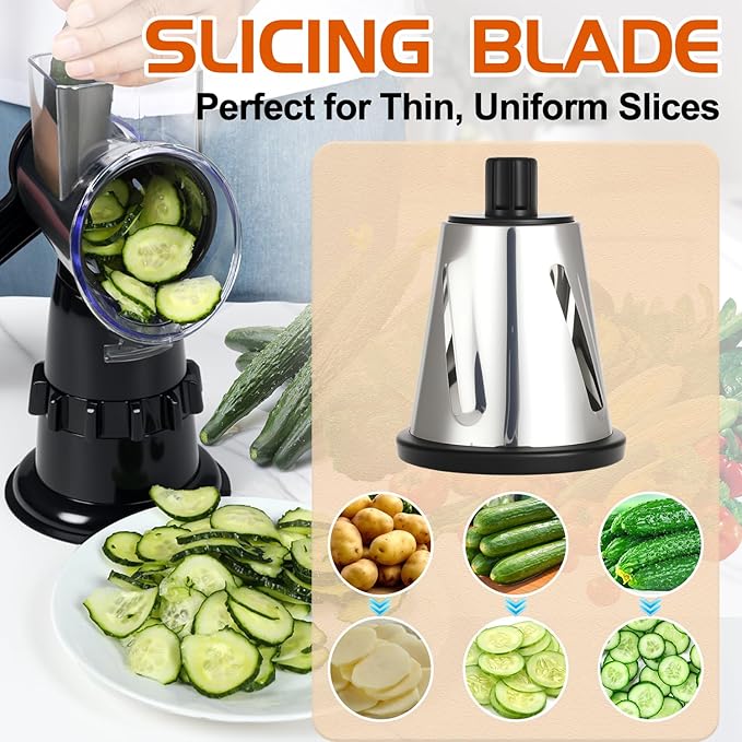 Rotary Cheese Grater Hand Crank, Vegetable Slicer - Image 3