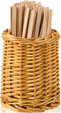 Wood Rattan Coffee Stirrer Holder Set by THORNIA