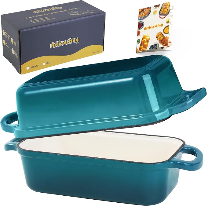 Cast Iron Loaf Pan With Lid, Enameled Bread Loaf Pan by Articarting