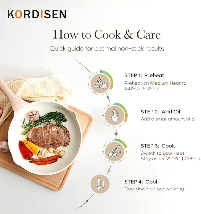 Kordisen Ceramic Non Stick Frying Pans Skillet, 8 Inch Ceramic Small Egg Pan - Image 4