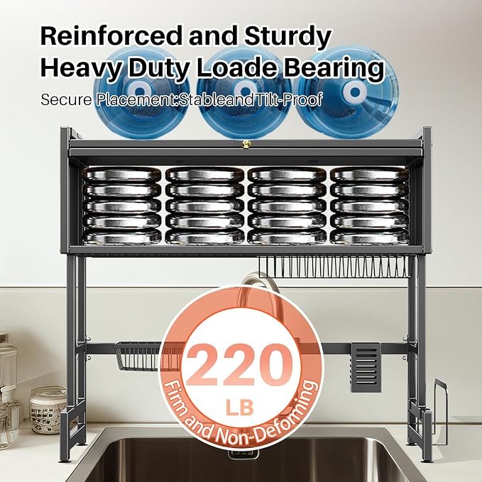 Over The Sink Dish Drainer Drying Rack 3 Tiers - Image 8