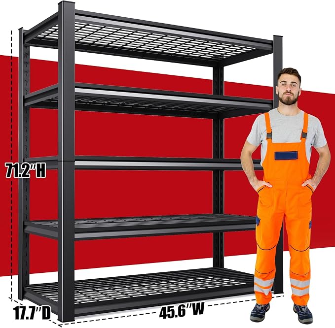 Set of 3 Garage Shelving-3000 lbs 5 Tier Storage Shelves, Adjustable Heavy Duty - Image 3