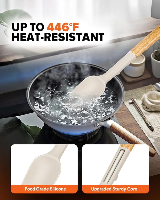 Silicone Spatula Spoon Set, and Spreading, Sturdy BPA-Free Matte Silicone - Image 5