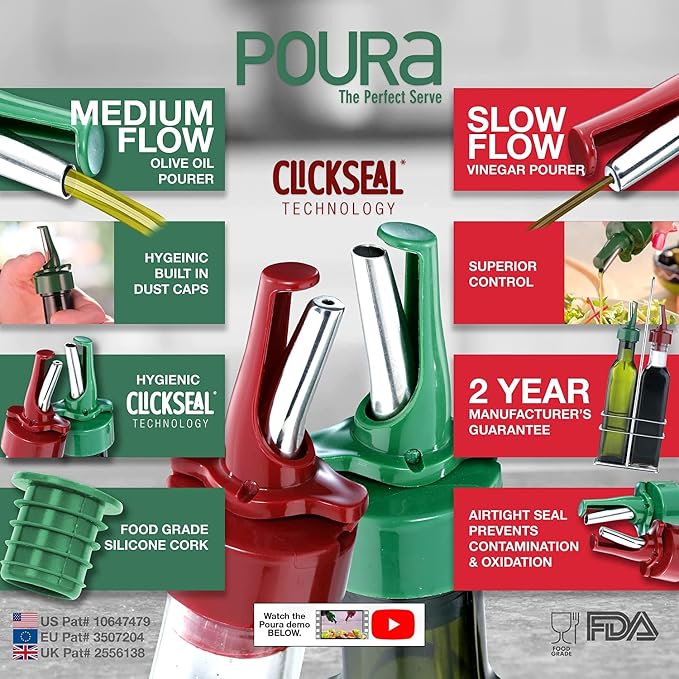 Poura Vinegar and Olive Oil Bottle Drizzler Set - Image 2