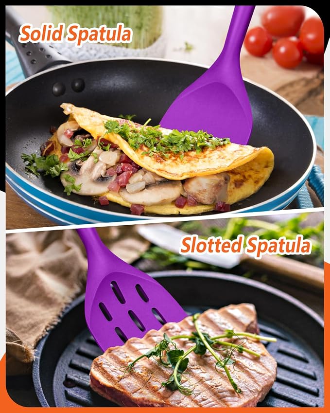 Pack of 2 Silicone Spatula, Non Stick Cooking Utensil Set, Wooden Handle - Image 5