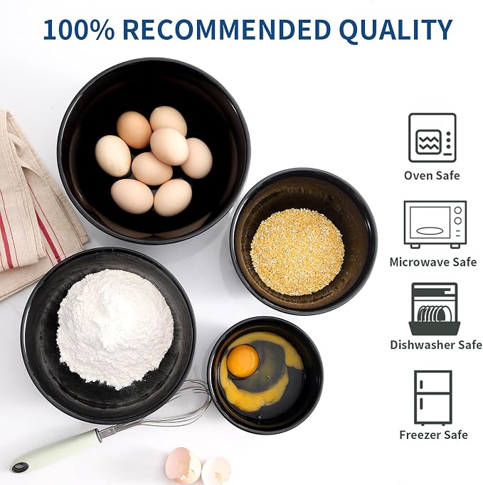 HASENSE Mixing Bowls for Cooking, Ceramic Serving Dishes Set of 4 for Salad - Image 4