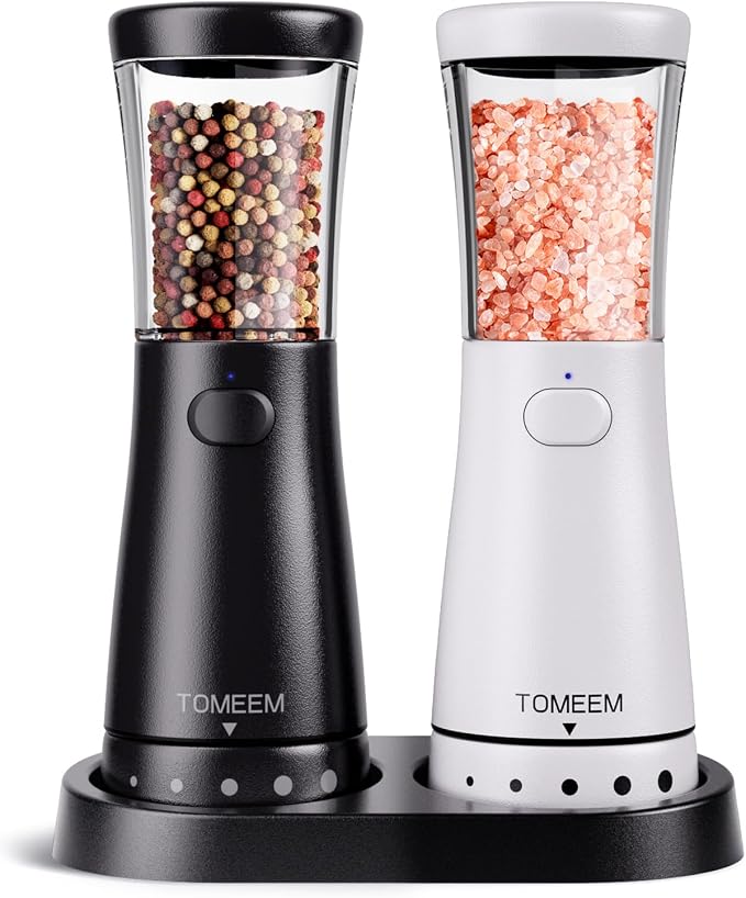 Electric Salt and Pepper Grinder Set by Tomeem