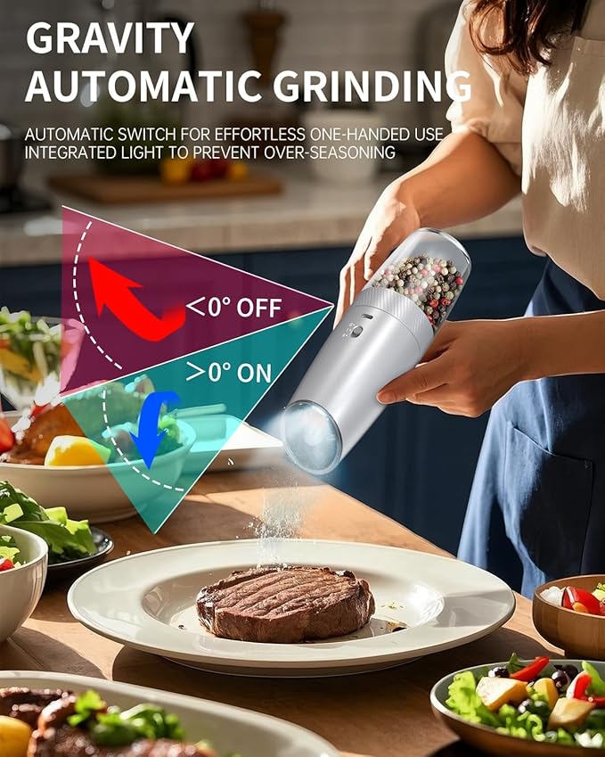CIRCLE JOY Gravity Electric Salt and Pepper Grinder Set - Image 5