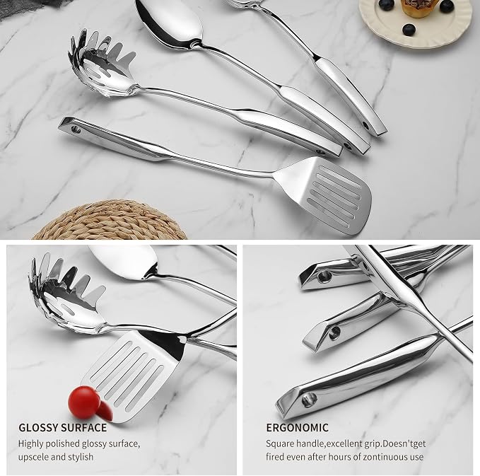 9PCS Silverware Set for 304 Stainless Steel Kitchen Utensils Set Cooking - Image 4
