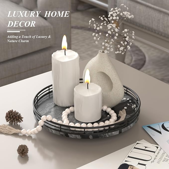 Marble Lazy Susan Turntable for Table Top – 10” Round Ancient Wood Grain Marble - Image 5
