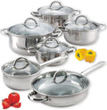 Cook N Home Kitchen Cookware Sets, 12-Piece Basic Stainless Steel Pots and Pans by CookNHome