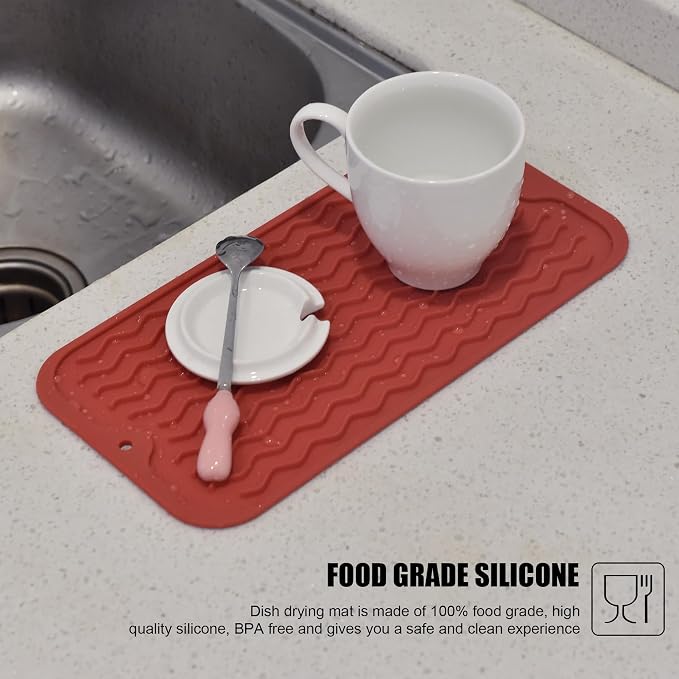 Silicone Dish Drying Mat, Non-Slip Easy Clean Sink Mat Large Heat-resistant - Image 6