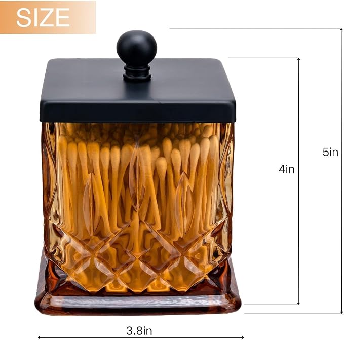 Qtip Holder, 15Oz Amber Glass Apothecary Jars - Image 6