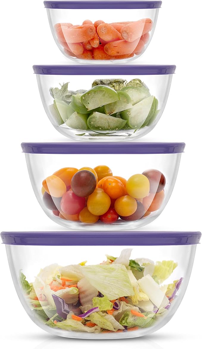 JoyJolt Very Peri 8pc Glass Mixing Bowls by JoyJolt