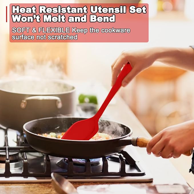 E-far 10 Pieces Silicone Cooking Utensils Set, Heat Resistant Kitchen Utensil - Image 5
