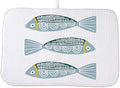 Coastal Dish Drying Mat 18 x 24 inch Beach Blue Fish Print Decorative Drying by AEIOAE