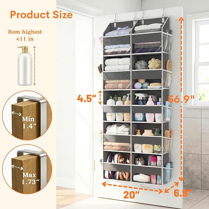 Over the Door Organizer 5 Tiers, Extra Large Behind Door Storage of 10 - Image 4