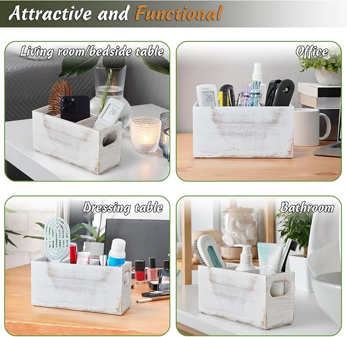 DRASTAR Wooden Silverware Caddy, Flatware Cutlery Holder, Kitchen Utensil Holder - Image 6
