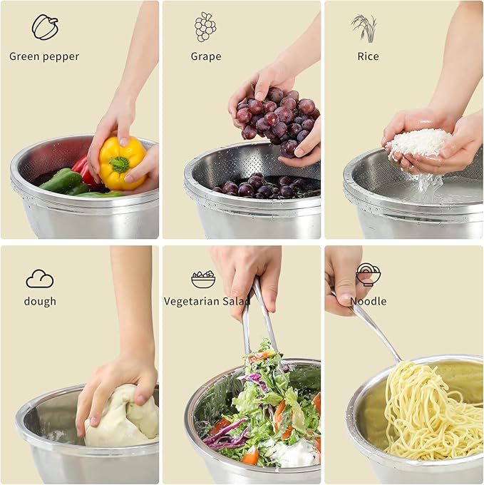 304 Stainless Steel Microporous Colander, 4.5QT Large Capacity - Image 4