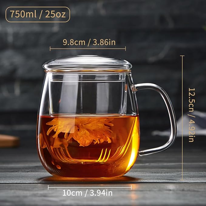 DOPUDO Large Glass Tea Cup, 25.6 oz Borosilicate Glass Tea Mug - Image 6