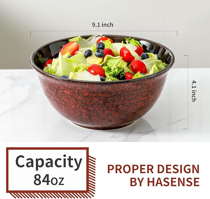 HASENSE Serving Bowls, 84 Ounce Ceramic Mixing Bowls Set of 2 - Image 3