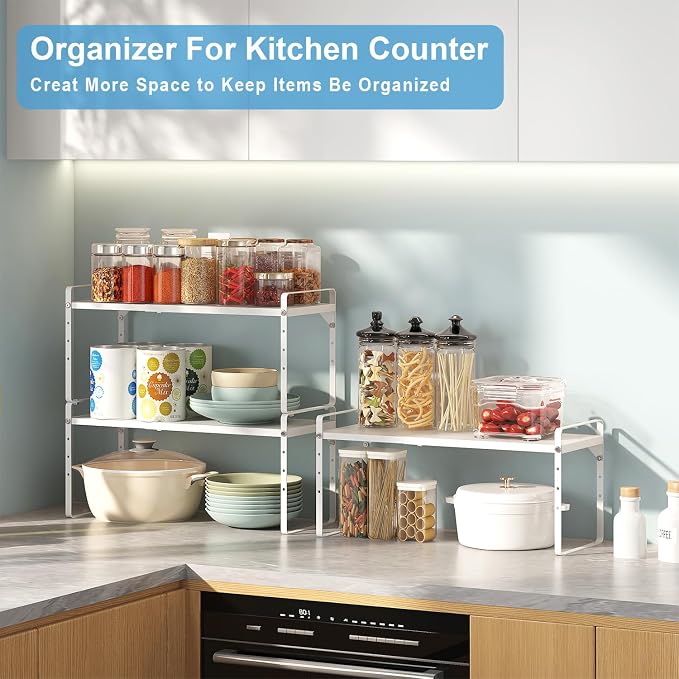 15.5 to 25.5 Inch Kitchen Cabinet Shelf Organizers, Adjustable Kitchen Counter - Image 6