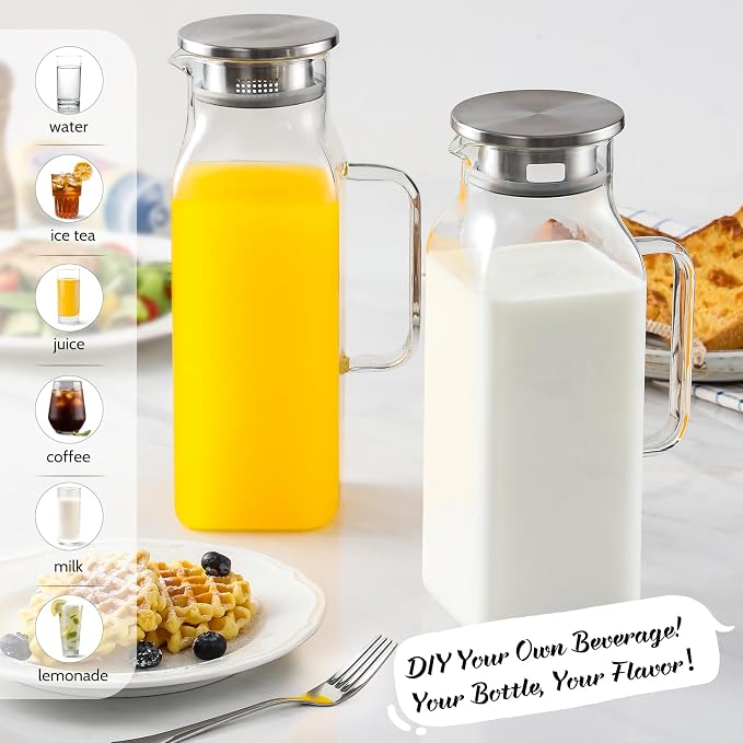 Netany 2 Pack 2.22 Liters/75 oz Square Glass Pitcher - Image 3