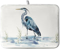 Summer Dish Drying Mat Blue White Heron Beach Absorbent Microfiber Drying Mats by Kwlegh