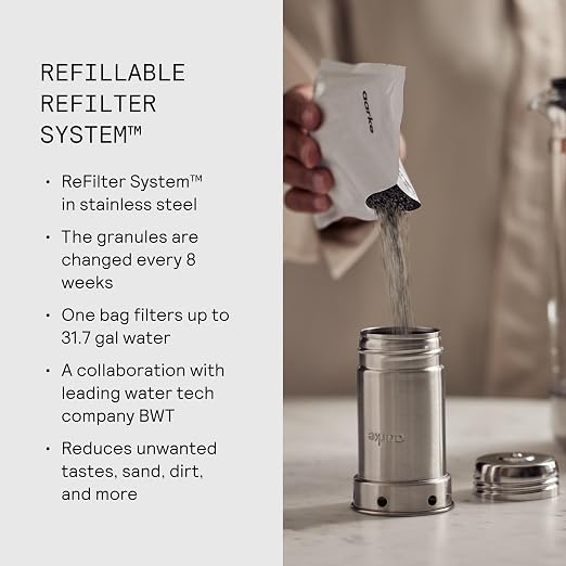 Aarke Purifier Large Glass Pitcher Bundle w/Steel Filter, 3 Enriched + 1 Pure - Image 3