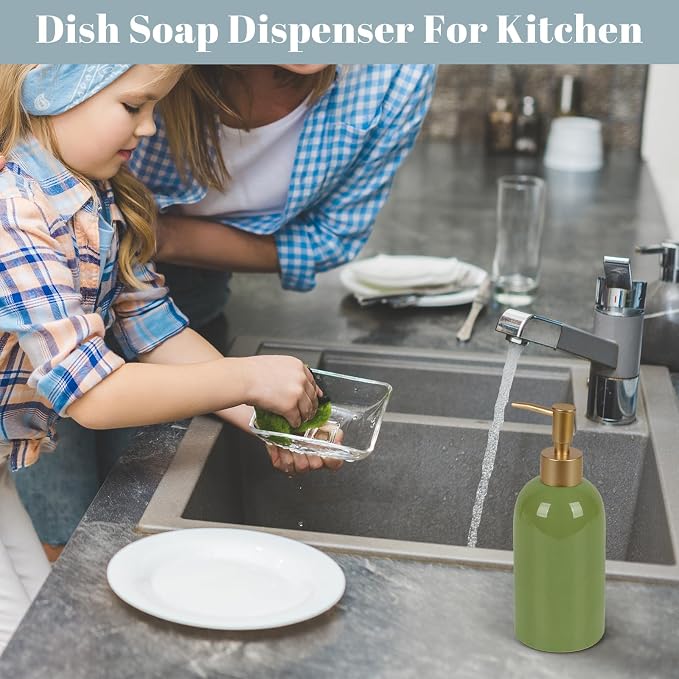 Natheeph 14OZ Ceramic Soap Dispenser Ceramic Soap Pump Dispenser Can Fill Liquid - Image 4