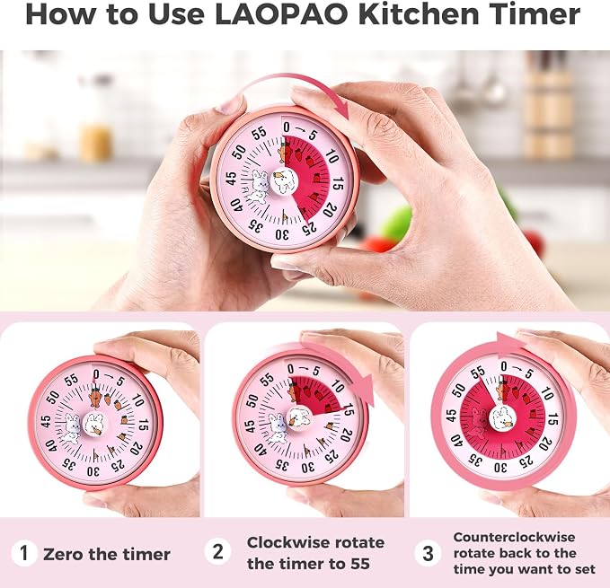 Kitchen Timer, Kitchen Countdown Cooking Reminder No Battery Required Magnetic - Image 2