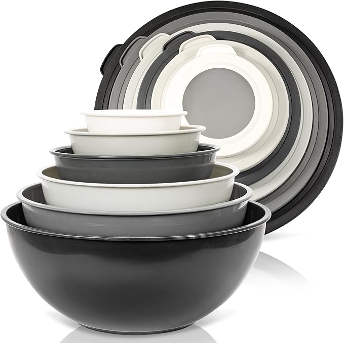 WHYSKO Mixing Bowl Set, 12 Piece Colorful Plastic Mixing Bowls by WHYSKO