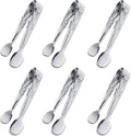 6PCS Mini Serving Tongs, 4Inch Rose Stainless Steel Sugar Cube Tongs, Sliver by Sunenlyst