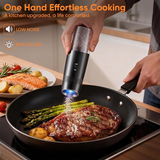 Gravity Electric Salt and Pepper Grinder Set Rechargeable - Image 2