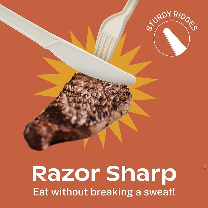 CORAL Ivory White 100% Compostable Silverware Set 340 Pieces - Image 5
