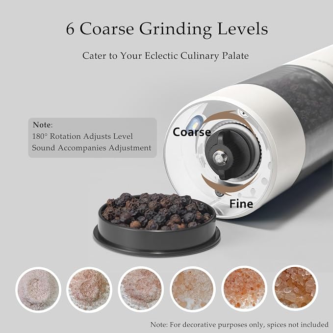 Electric Salt and Pepper Grinder Set, USB Rechargeable, Automatic Salt and - Image 5