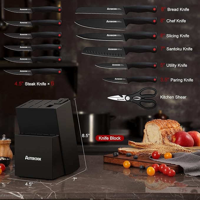 Knife Set, Astercook 15 Pieces Knife Sets - Image 3