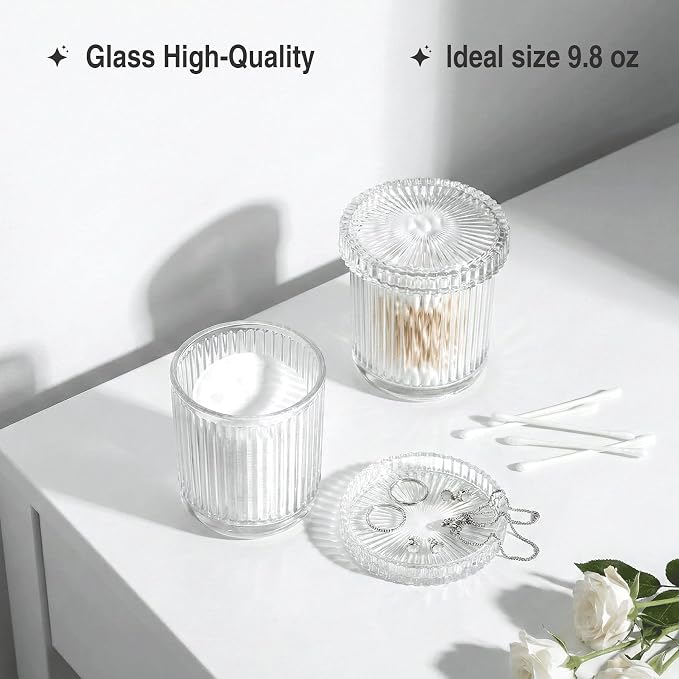 2 Pack Glass Qtip Holder Dispenser - Image 4