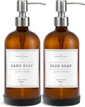 Vine Creations Amber Glass Soap Dispenser, 2 Pack Kitchen Soap Dispenser Set by VineCreations