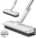 Floor Scrub Brush with Long Handle, 3 in 1 Scrape and Heavy-Duty Stiff Bristle by AIRU