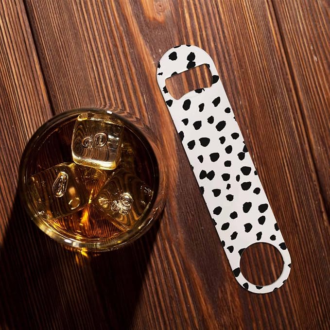 Small Dot Pattern Stainless Steel Bottle Opener Black Polka Circles - Image 7